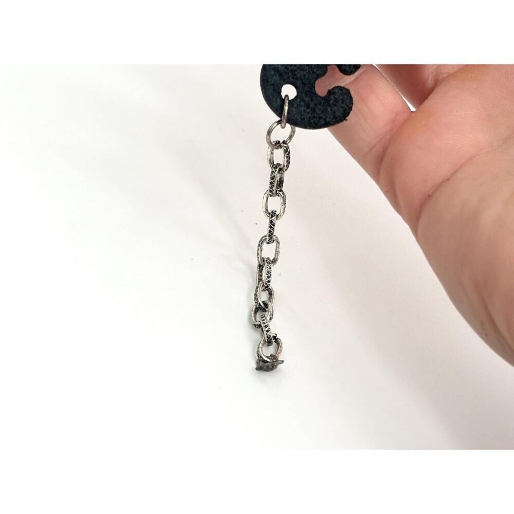 Faux Black Leather Boho Gemstone Silver T Adjustable Vintage Bracelet - 7" - 9" - Picture 7 of 14